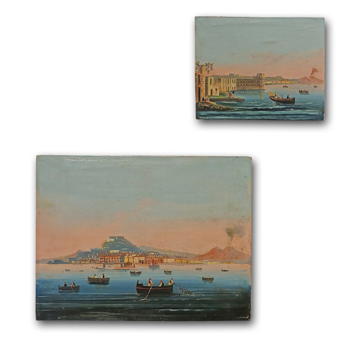 PAIRE DE TABLEAUX DU GOLFE DE NAPLES MILIEU DU 19ème SIÈCLE