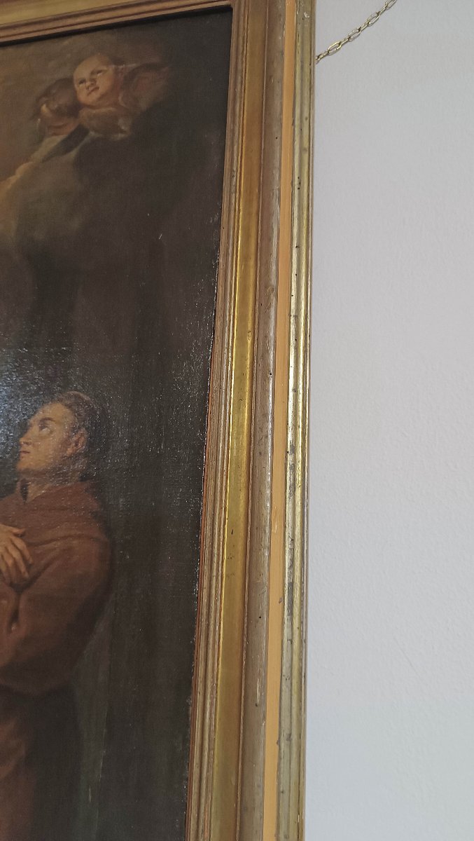 Early 18th Century Oil Painting On Canvas With Adoration Of Saints-photo-8