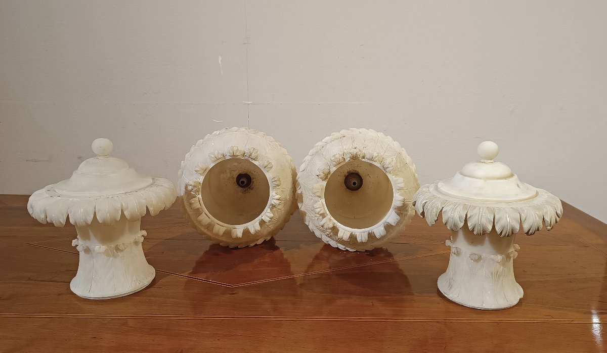 Second Half Of The 18th Century Pair Of Alabaster Vases-photo-3