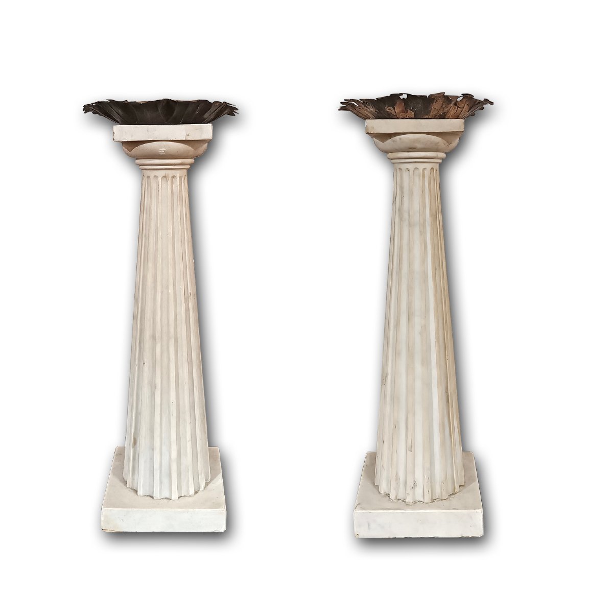 Second Half Of The 18th Century Pair Of Marble Candelabra
