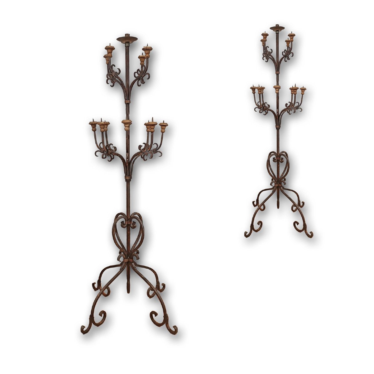 19th Century Pair Of Iron Torches