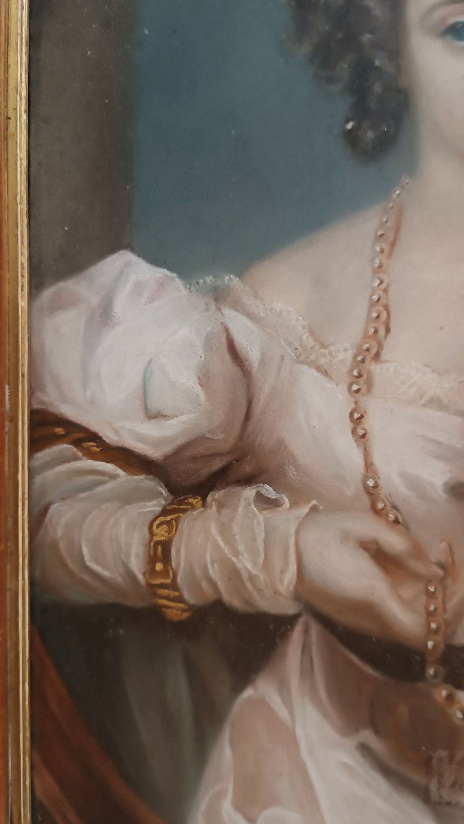 PORTRAIT AU PASTEL D'UNE JEUNE FILLE SECONDE MOITIÉ DU 18ème SIÈCLE-photo-1