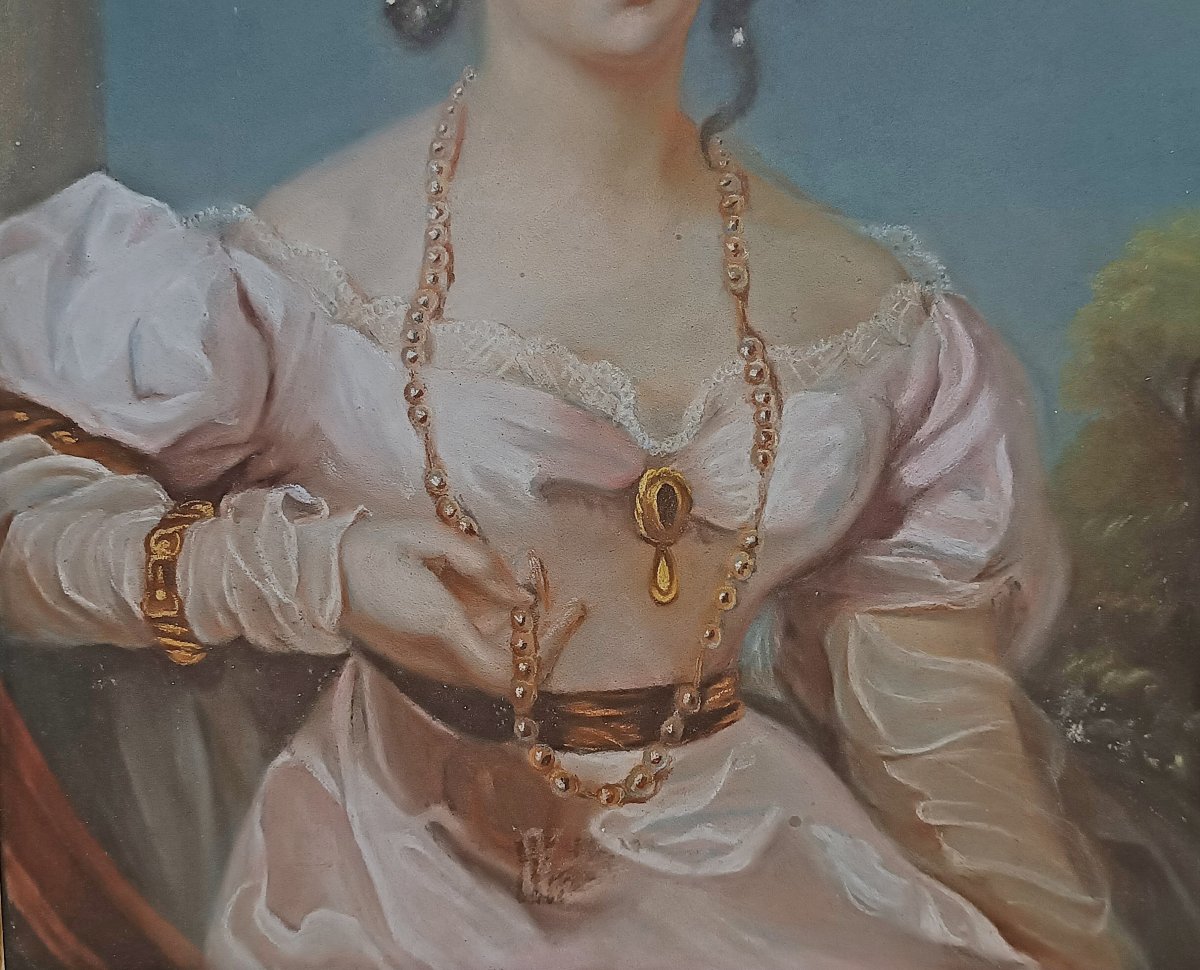 PORTRAIT AU PASTEL D'UNE JEUNE FILLE SECONDE MOITIÉ DU 18ème SIÈCLE-photo-3