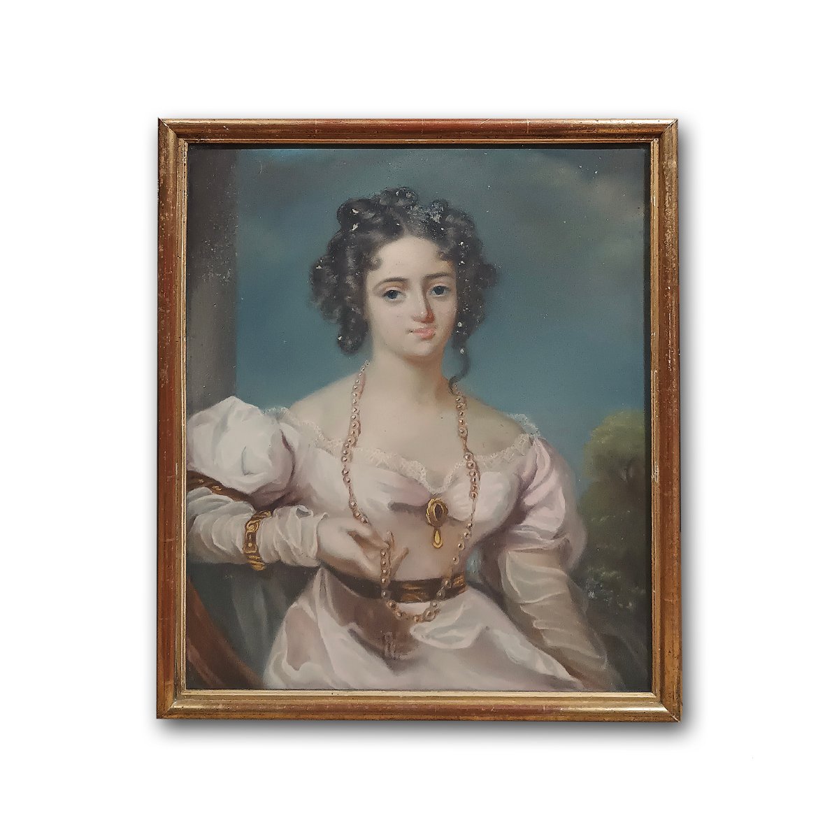PORTRAIT AU PASTEL D'UNE JEUNE FILLE SECONDE MOITIÉ DU 18ème SIÈCLE