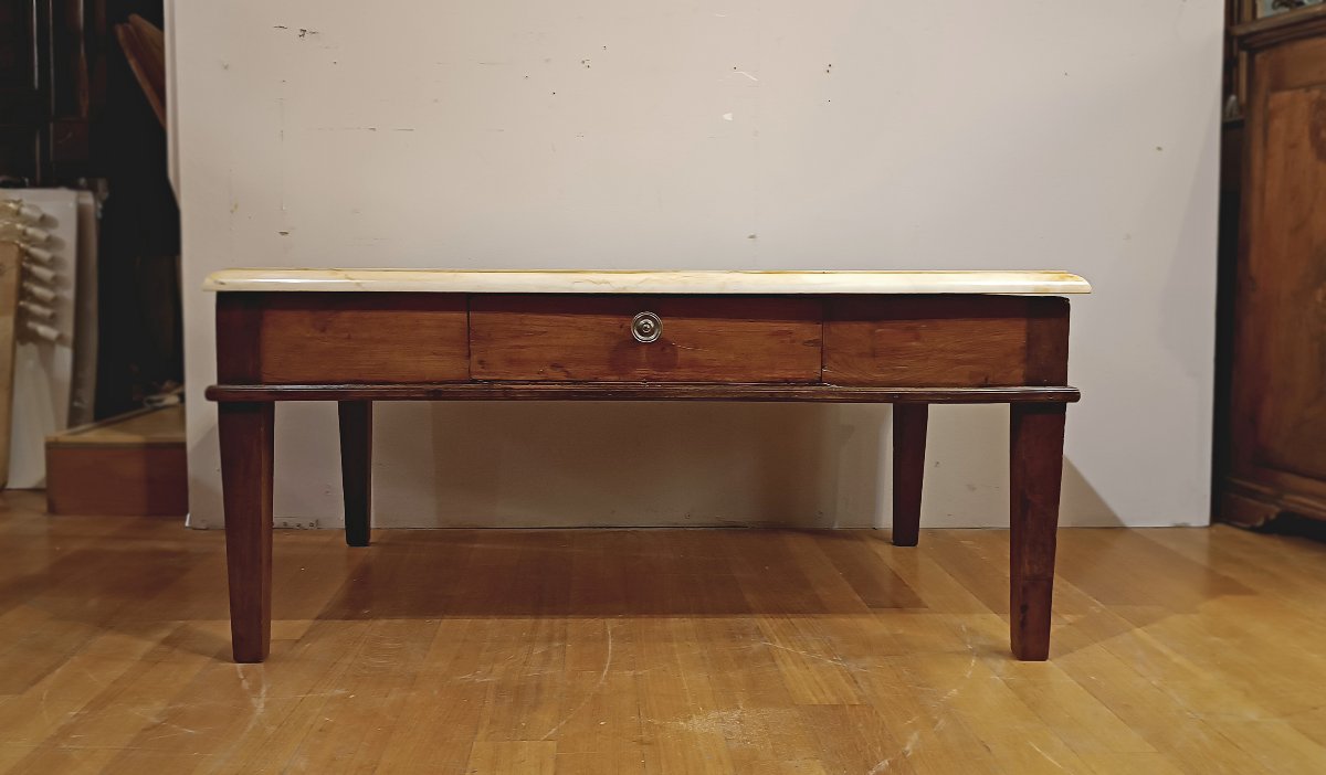 Late 18th Century Neoclassical Coffee Table With Scagliola Top-photo-2