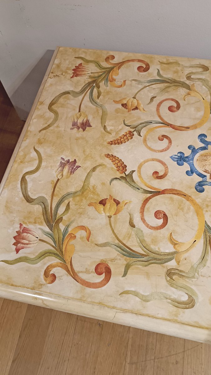 Late 18th Century Neoclassical Coffee Table With Scagliola Top-photo-5