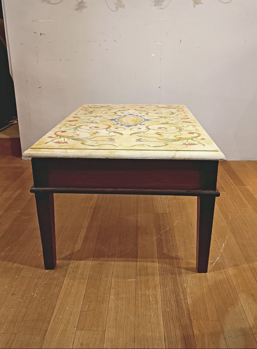 Late 18th Century Neoclassical Coffee Table With Scagliola Top-photo-8