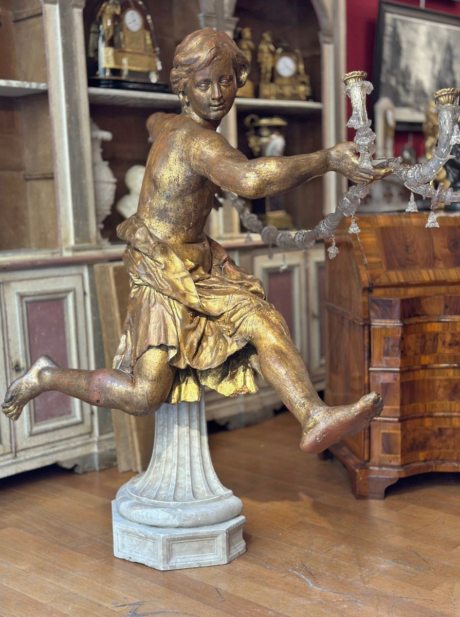 Mid-17th Century Gilded Wood Sculpture Of A Young Man -photo-8