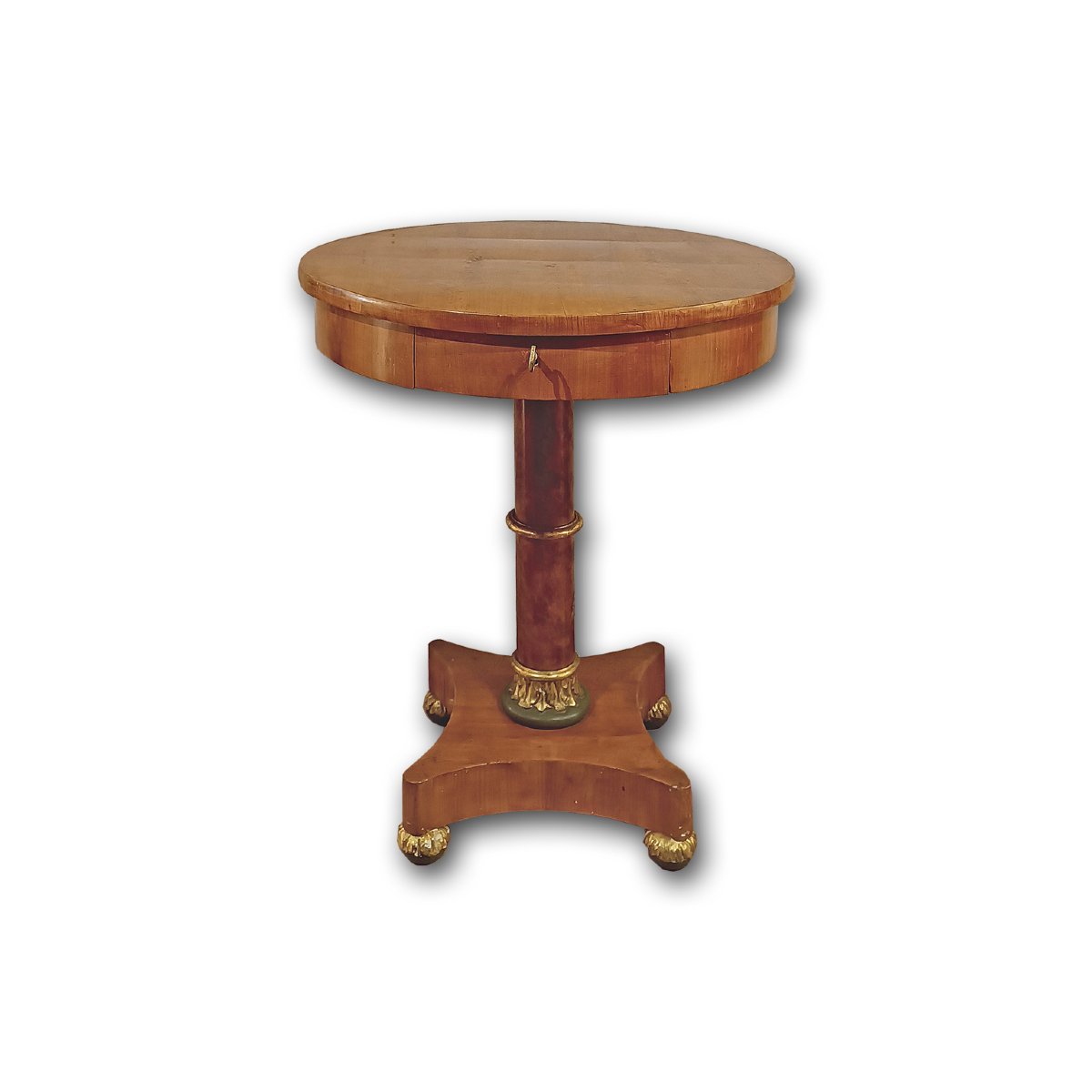 TABLE D'APPOINT EMPIRE EN PLACAGE DE MERISIER DEBUT DU 19ème SIECLE