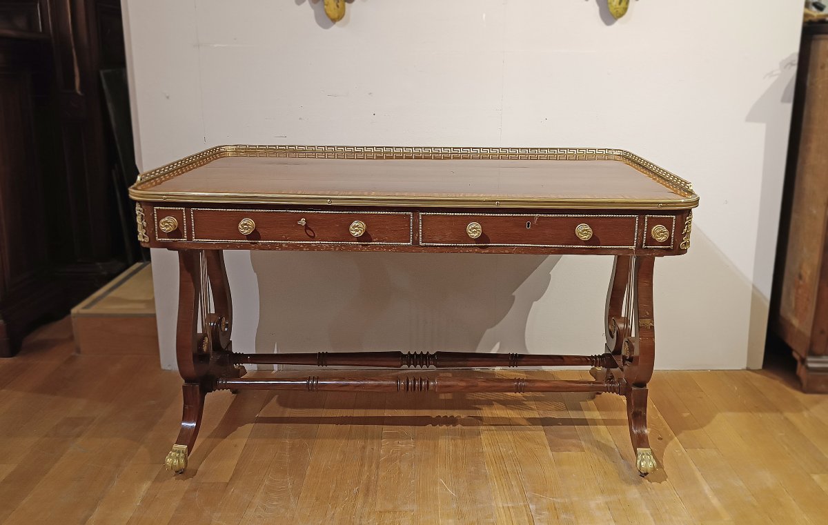 Mid-19th Century Napoleon III Veneered Writing Desk-photo-2