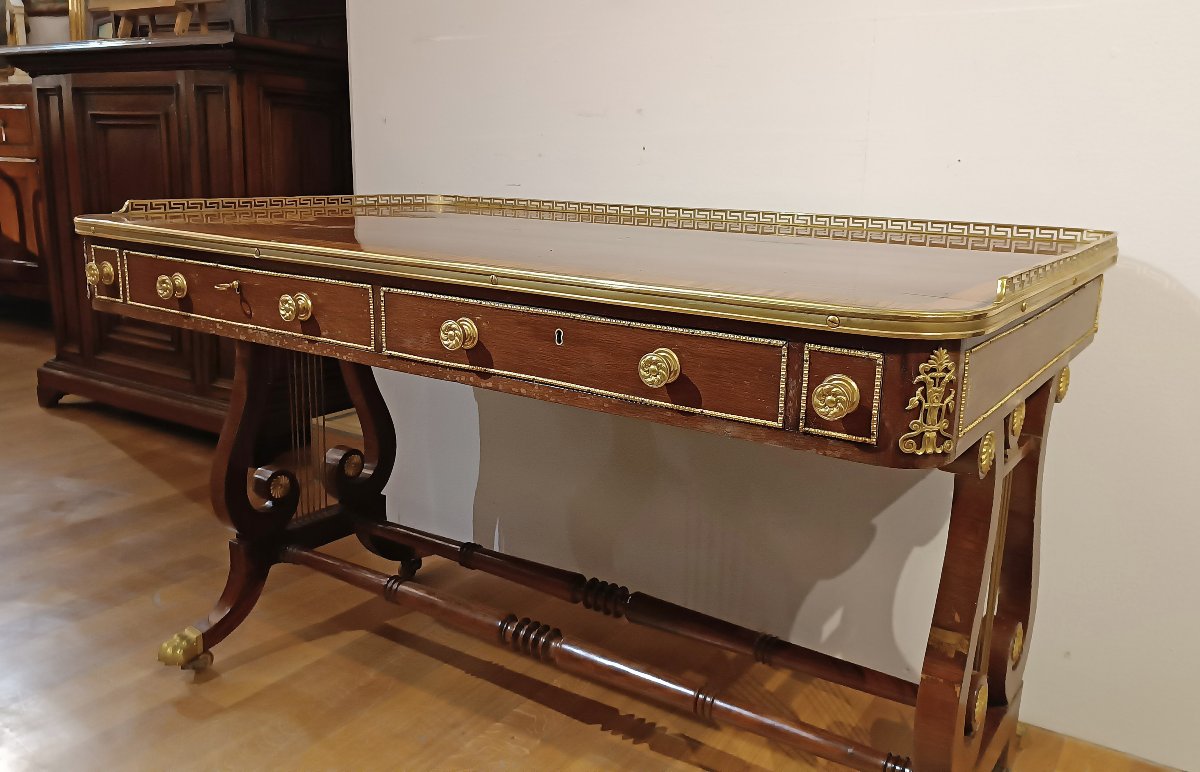 Mid-19th Century Napoleon III Veneered Writing Desk-photo-7