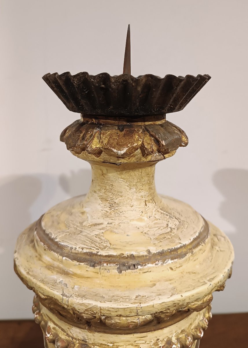 PAIRE DE CANDÉLABRES LAQUÉS ET DORÉS SECONDE MOITIÉ DU 18ème SIÈCLE-photo-1