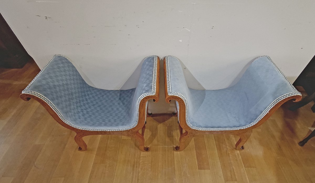 First Half Of The 19th Century Pair Of Charles X Stools-photo-1