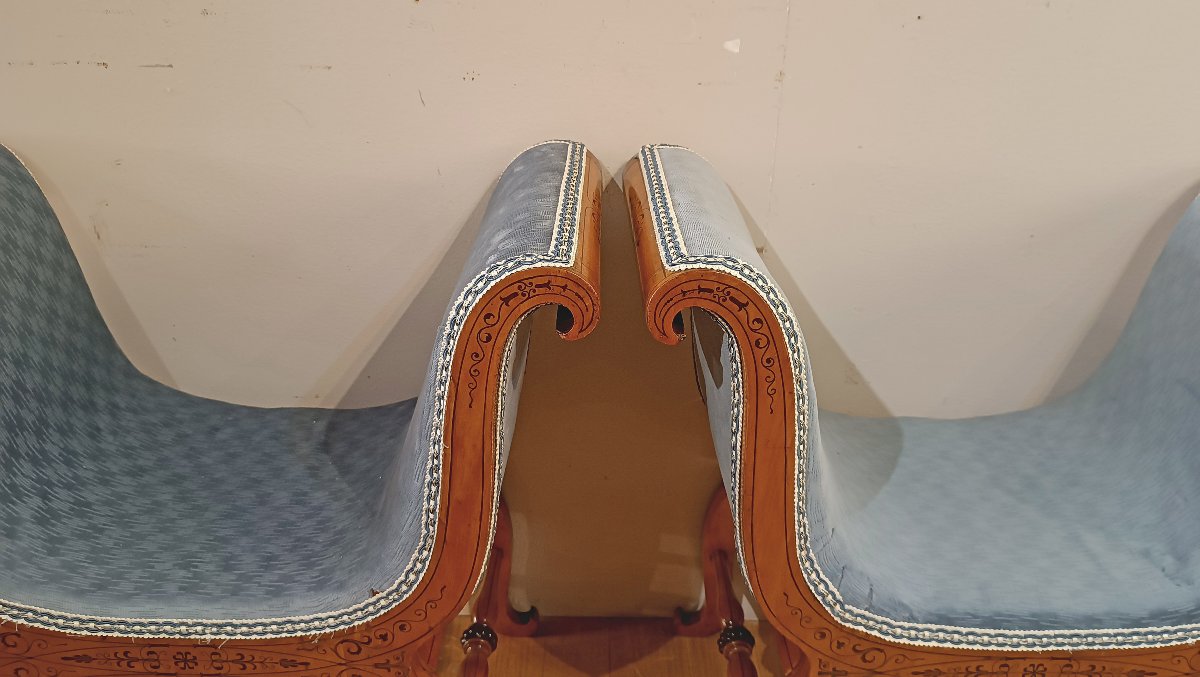 First Half Of The 19th Century Pair Of Charles X Stools-photo-2