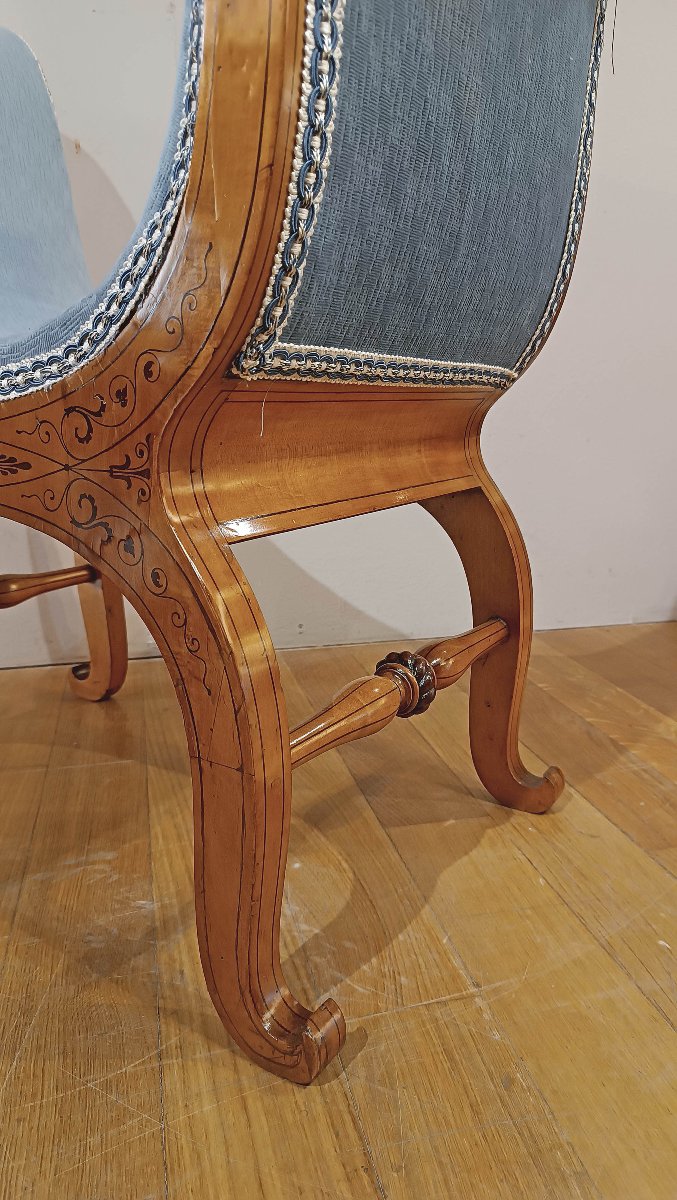 First Half Of The 19th Century Pair Of Charles X Stools-photo-3