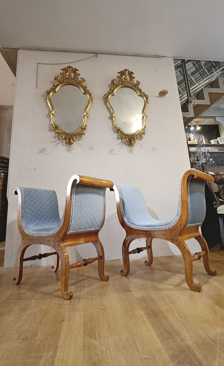 First Half Of The 19th Century Pair Of Charles X Stools-photo-5