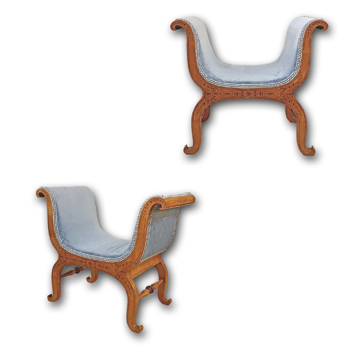 First Half Of The 19th Century Pair Of Charles X Stools