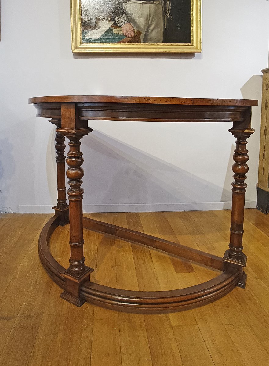 CONSOLE DEMI-LUNE EN NOYER DE LA FIN DU 17ème SIÈCLE-photo-2
