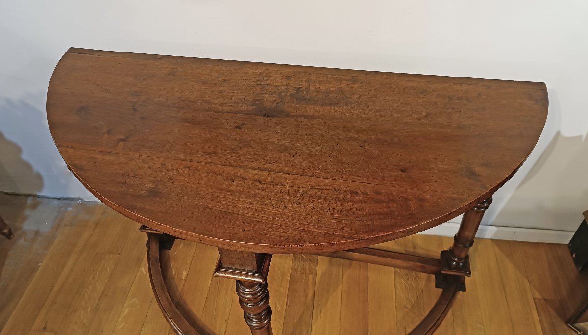 CONSOLE DEMI-LUNE EN NOYER DE LA FIN DU 17ème SIÈCLE-photo-1