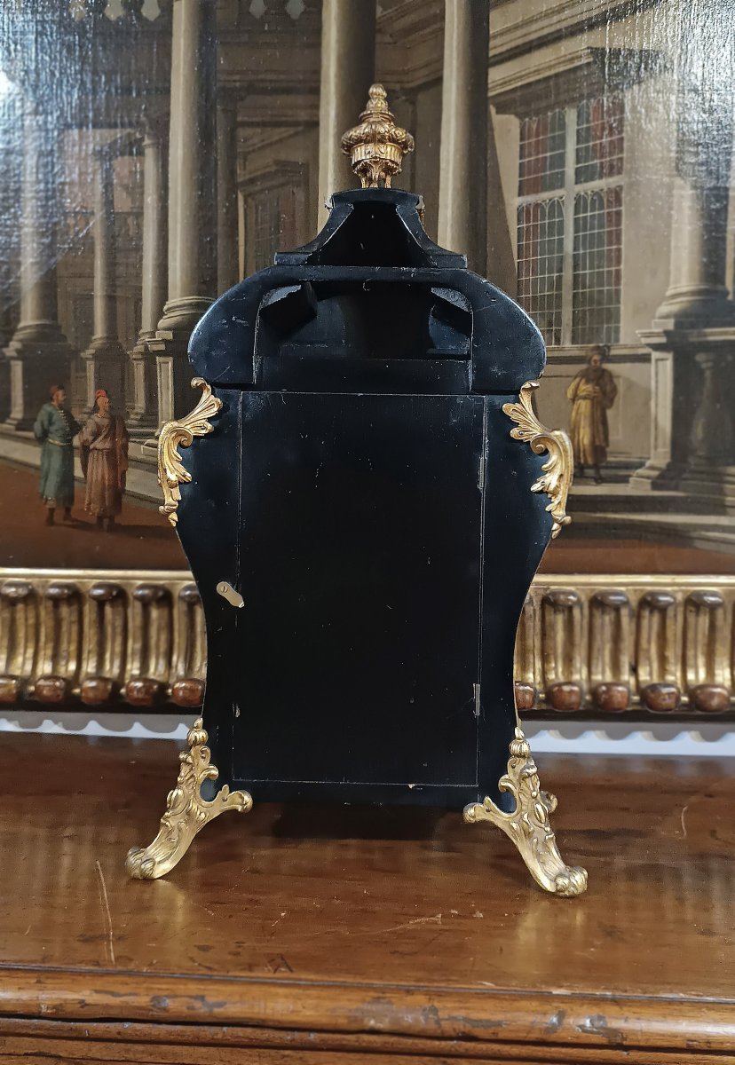 Mid-19th Century Louis XV Style Clock In Gilt Bronze And Inlays-photo-8