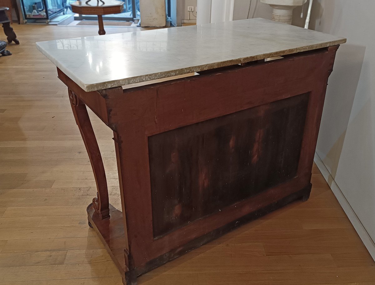 First Half Of The 19th Century Charles X Console Table In Walnut And Marble-photo-5