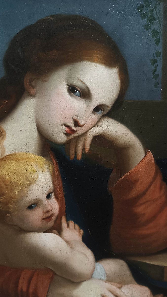 TABLEAU AVEC LA VIERGE ET L'ENFANT FIN DU 18ème SIÈCLE-photo-4