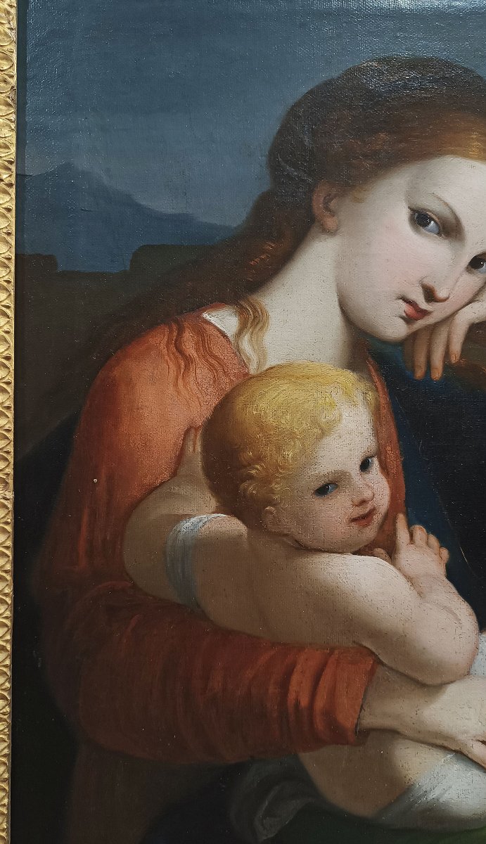 TABLEAU AVEC LA VIERGE ET L'ENFANT FIN DU 18ème SIÈCLE-photo-1
