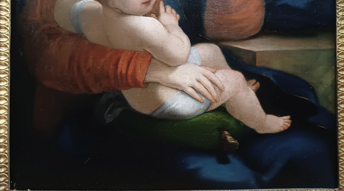 TABLEAU AVEC LA VIERGE ET L'ENFANT FIN DU 18ème SIÈCLE-photo-2