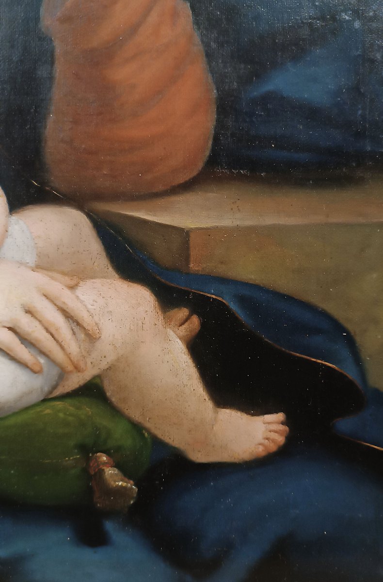 TABLEAU AVEC LA VIERGE ET L'ENFANT FIN DU 18ème SIÈCLE-photo-3