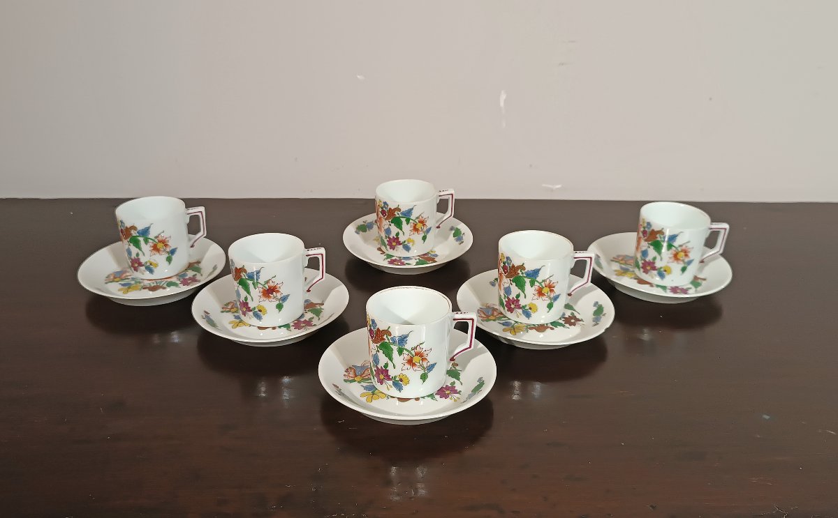 SERVICE DE SIX TASSES TULIPES GINORI FIN DU 18ème SIÈCLE-photo-2