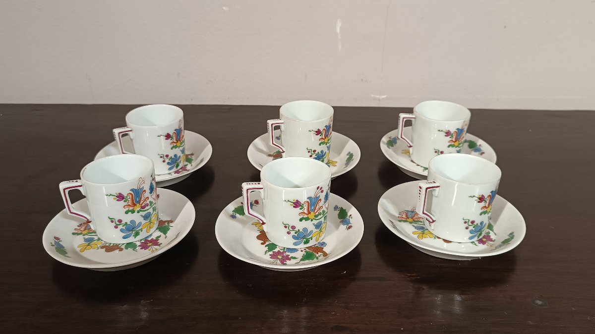 SERVICE DE SIX TASSES TULIPES GINORI FIN DU 18ème SIÈCLE-photo-4