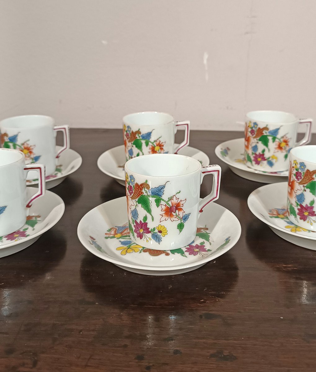 SERVICE DE SIX TASSES TULIPES GINORI FIN DU 18ème SIÈCLE-photo-3