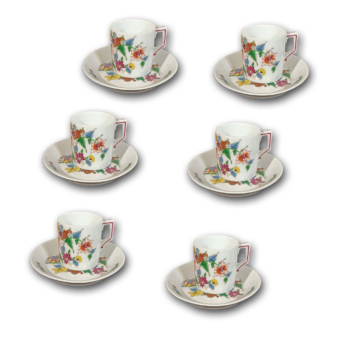 SERVICE DE SIX TASSES TULIPES GINORI FIN DU 18ème SIÈCLE