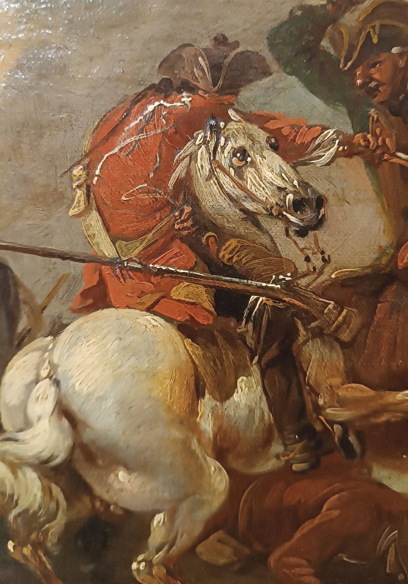 TABLEAU D'UNE SCÈNE DE BATAILLE FIN DU 18ème SIÈCLE-photo-1