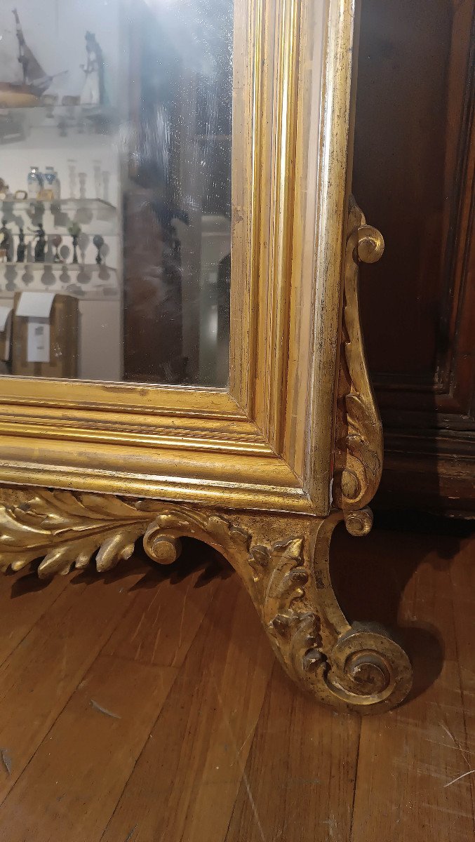 MIROIR DORÉ AVEC BLASON NOBLE DU DÉBUT DU 19ème SIÈCLE-photo-5