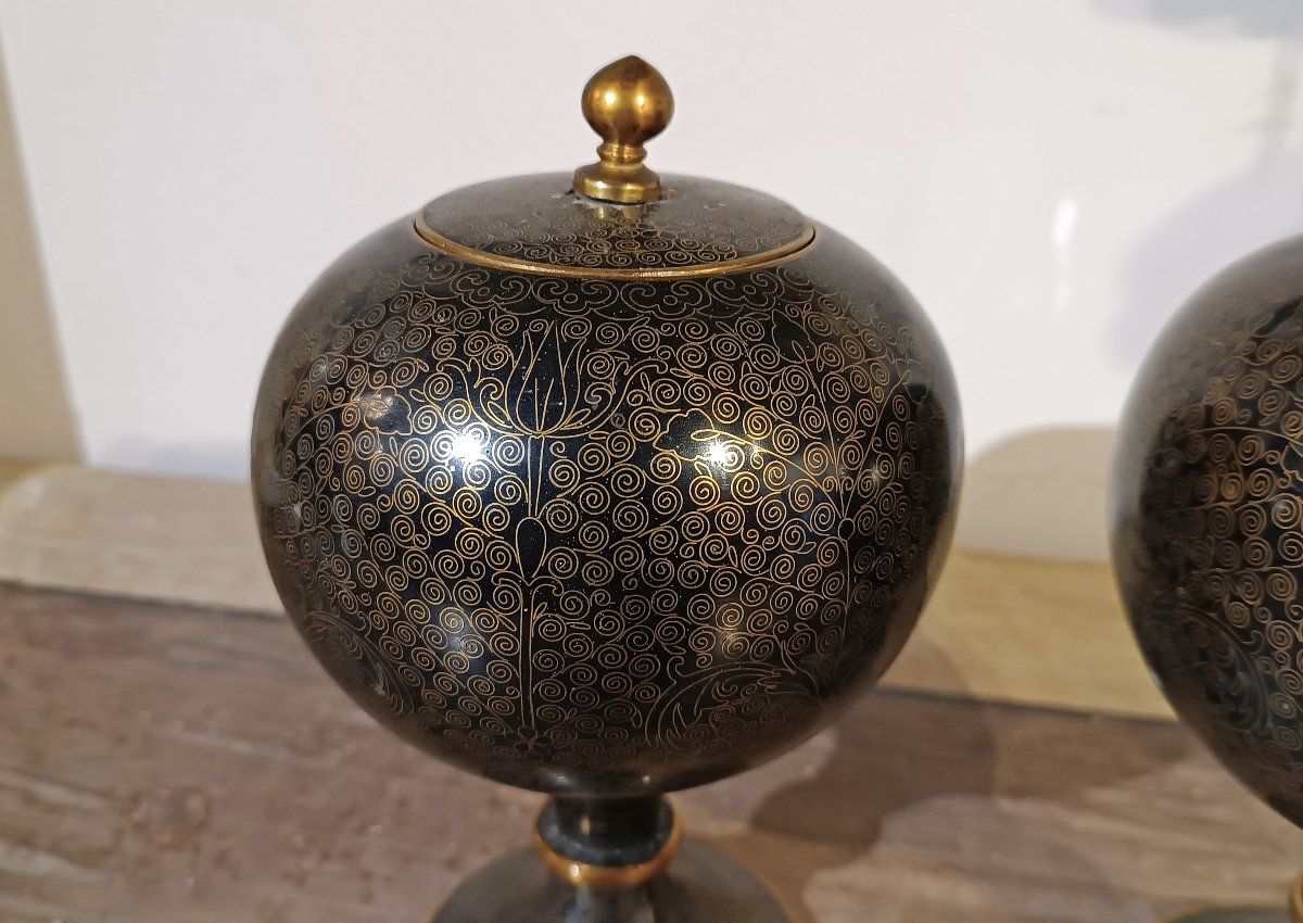 First Half Of The 19th Century Pair Of Chinese Cloisonné Vases-photo-4