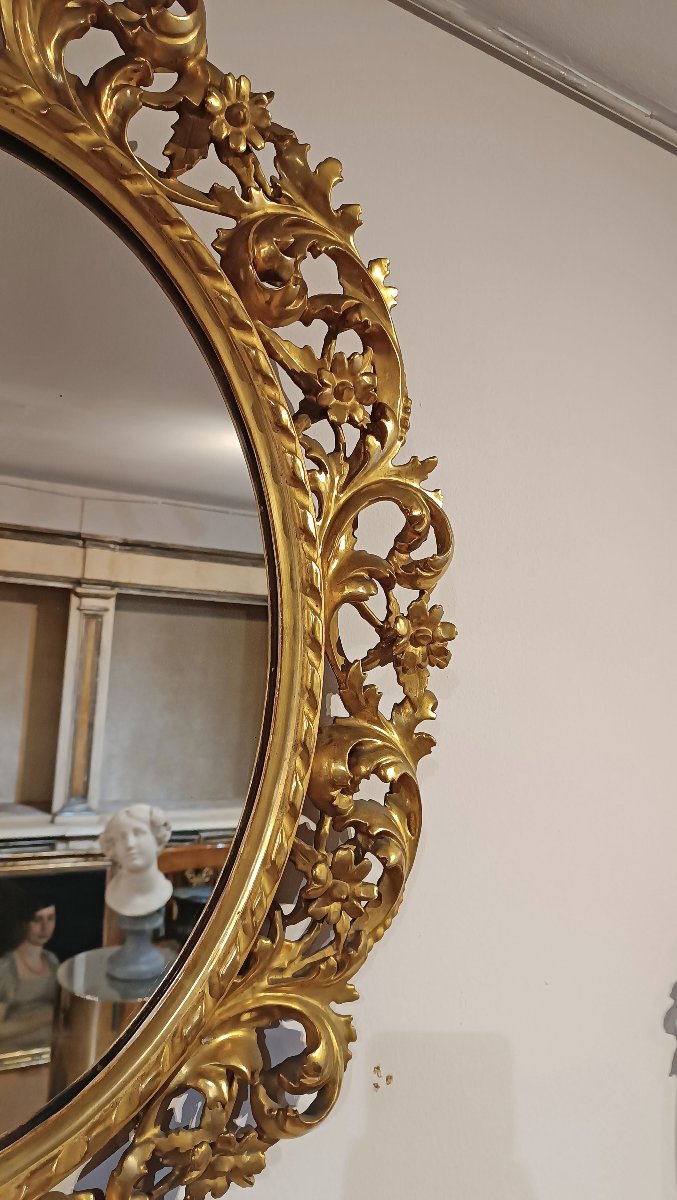 MIROIR OVALE DORÉ SECONDE MOITIÉ DU 19ème SIÈCLE-photo-2