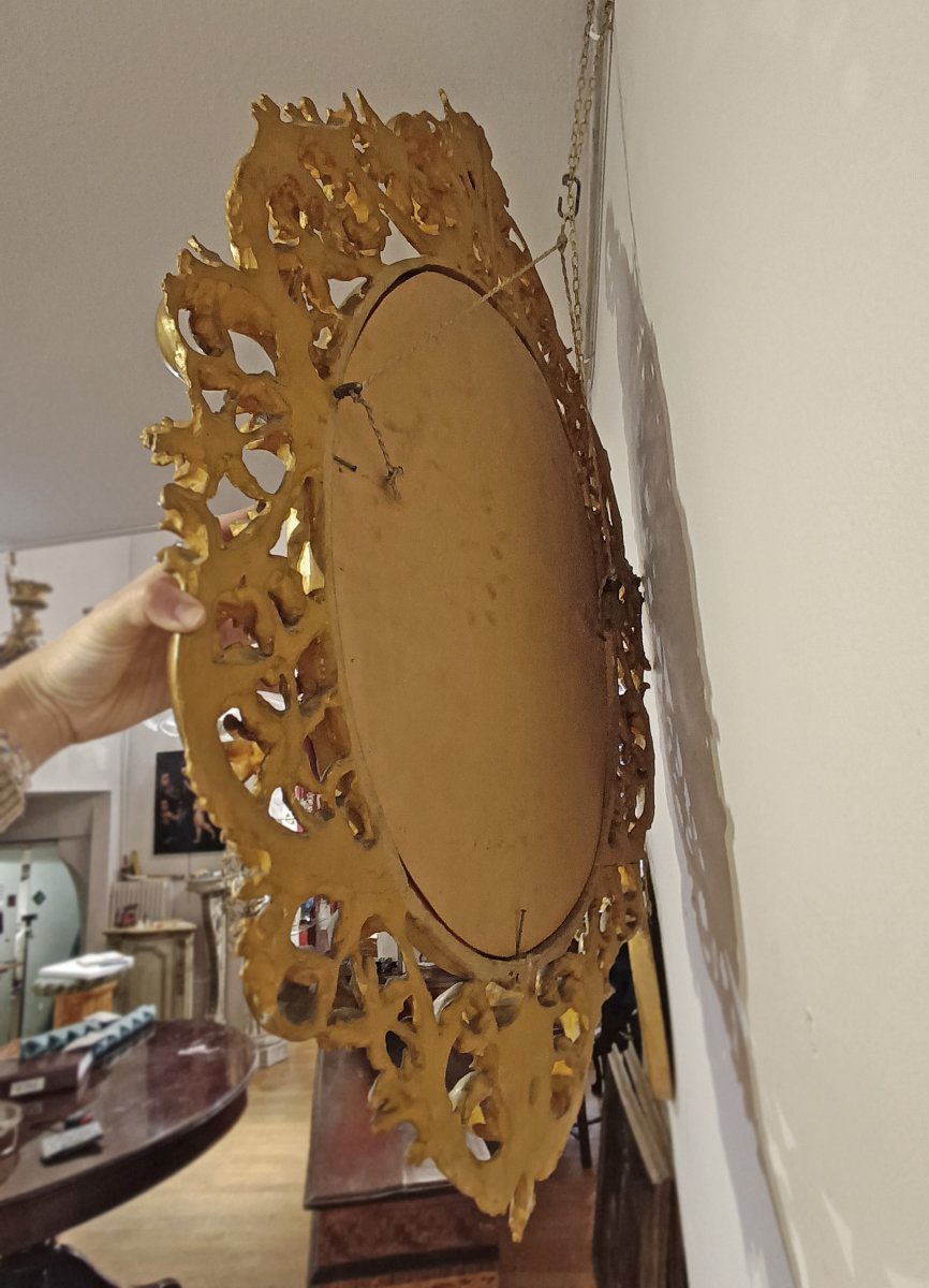MIROIR OVALE DORÉ SECONDE MOITIÉ DU 19ème SIÈCLE-photo-6