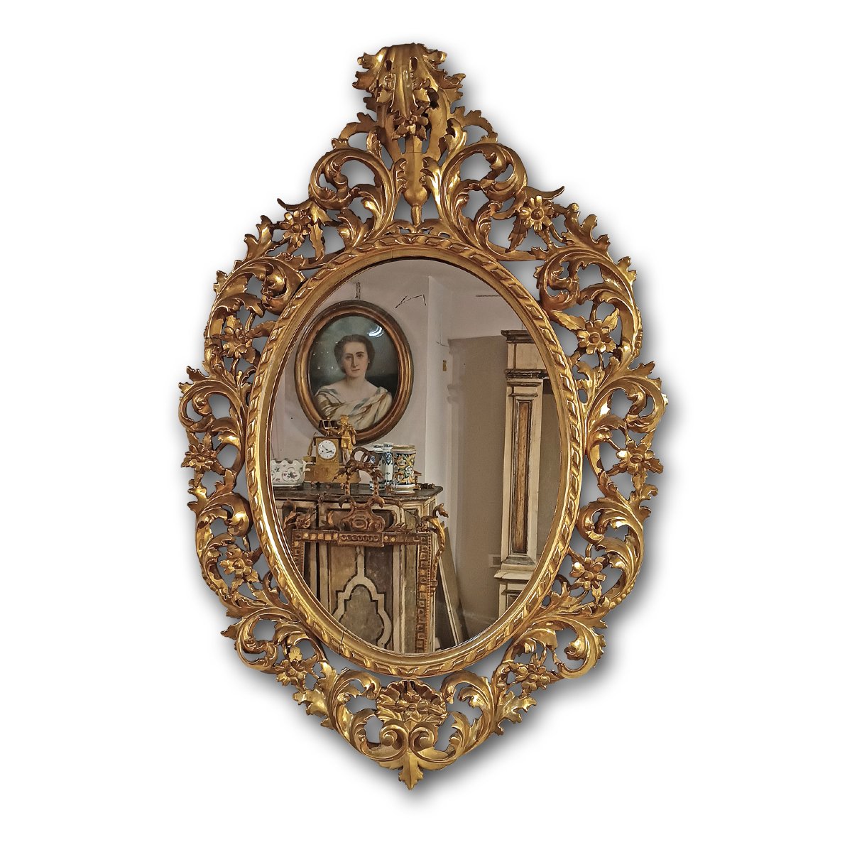MIROIR OVALE DORÉ SECONDE MOITIÉ DU 19ème SIÈCLE