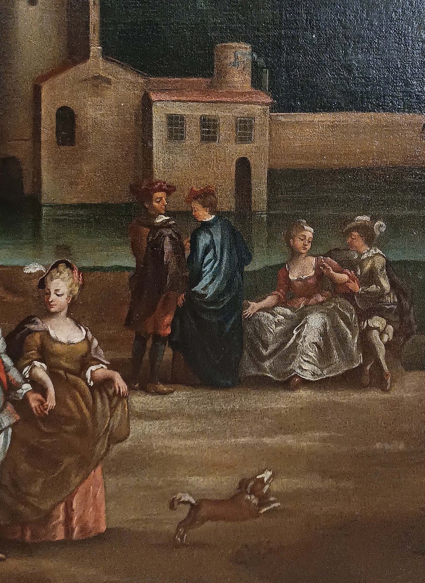 Late 18th Century Landscape Painting With Figures-photo-3