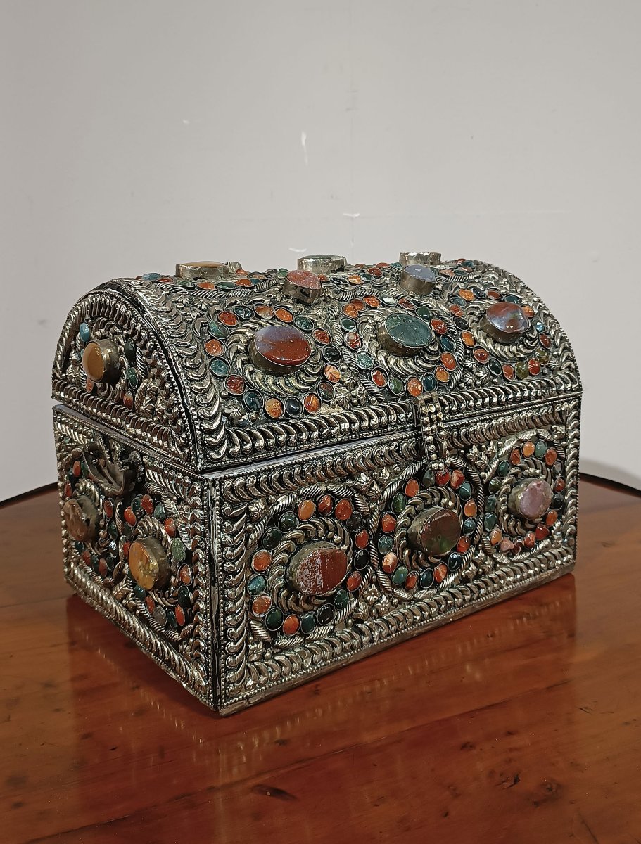 COFFRET À BIJOUX AVEC PIERRES DU 19ème SIÈCLE-photo-2