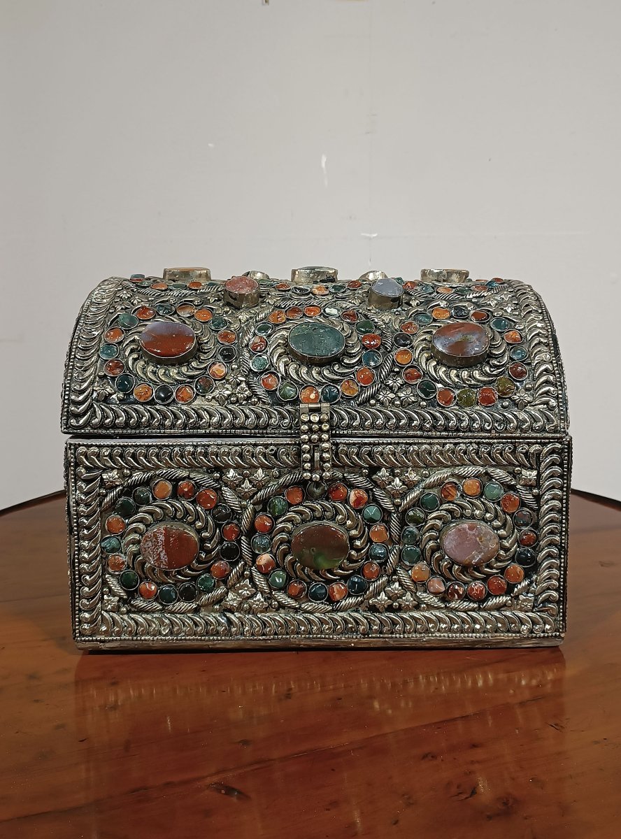COFFRET À BIJOUX AVEC PIERRES DU 19ème SIÈCLE-photo-3