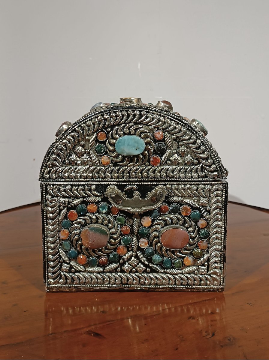 COFFRET À BIJOUX AVEC PIERRES DU 19ème SIÈCLE-photo-4