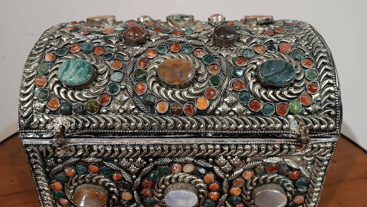 COFFRET À BIJOUX AVEC PIERRES DU 19ème SIÈCLE-photo-2