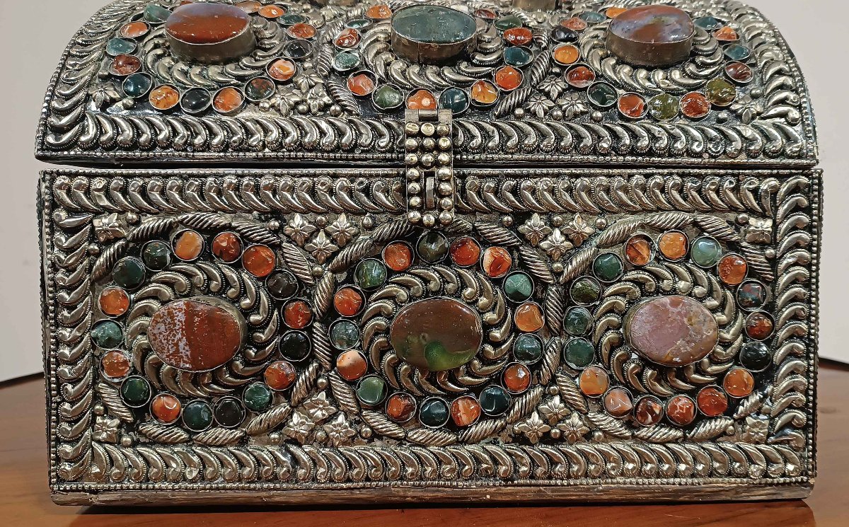 COFFRET À BIJOUX AVEC PIERRES DU 19ème SIÈCLE-photo-3