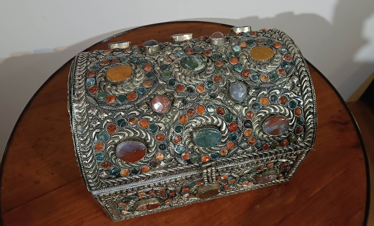 COFFRET À BIJOUX AVEC PIERRES DU 19ème SIÈCLE-photo-4