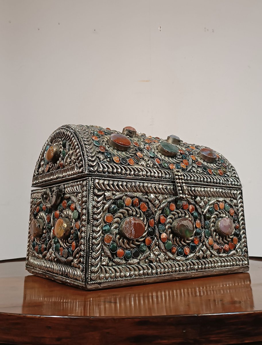 COFFRET À BIJOUX AVEC PIERRES DU 19ème SIÈCLE-photo-6