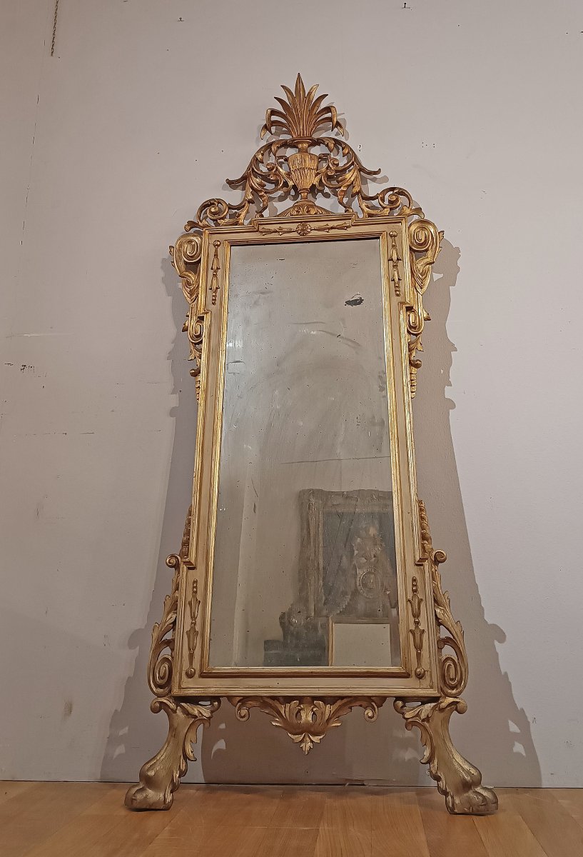 Second Half Of The 18th Century Neoclassical Mirror With Small Amphora -photo-5