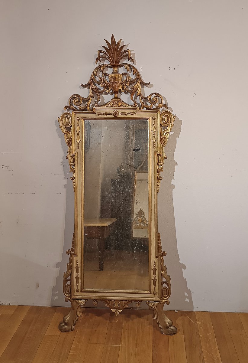 Second Half Of The 18th Century Neoclassical Mirror With Small Amphora -photo-7
