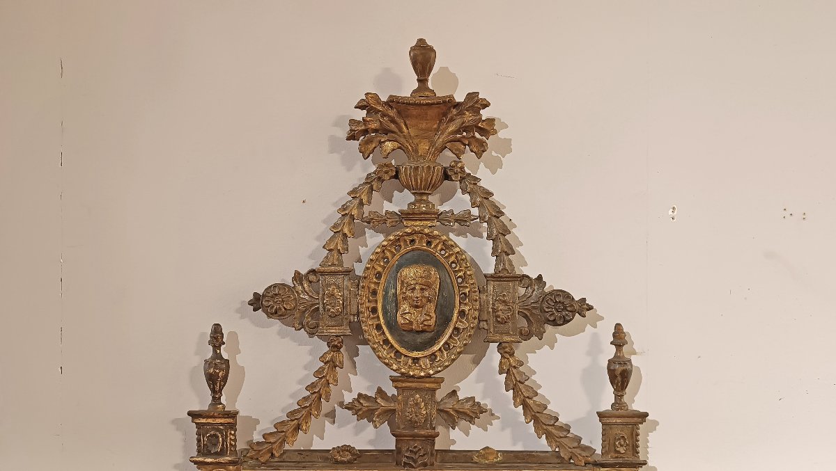 Second Half Of The 18th Century Neoclassical Mirror With Sphinx-photo-2